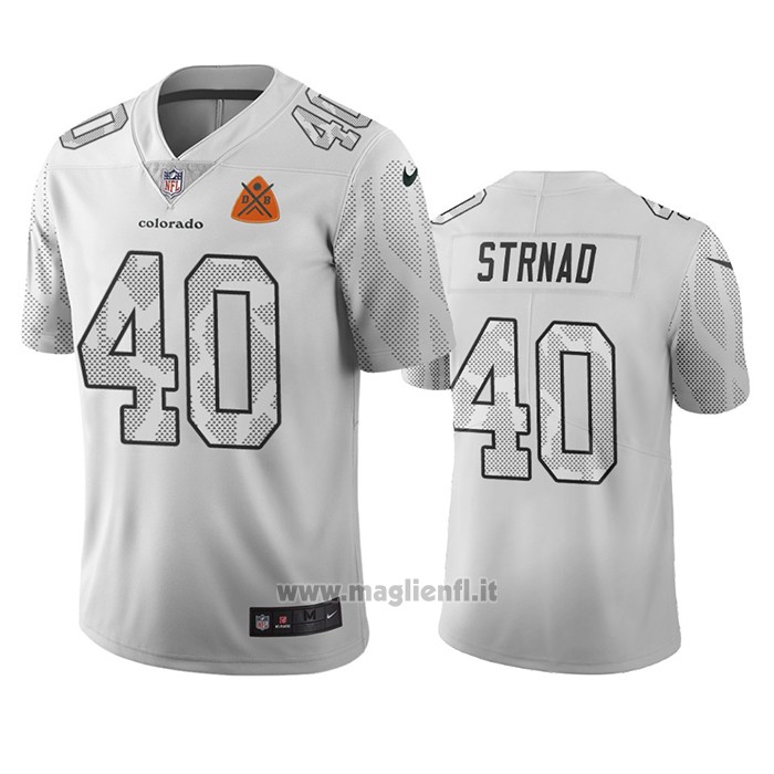 Maglia NFL Limited Denver Broncos Justin Strnad Ciudad Edition Bianco